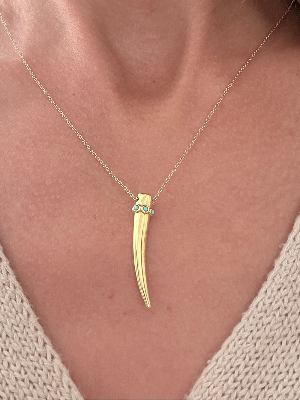 Gorjana Gold-Tone Horn Pendant Necklace with Turquoise Accents - Women